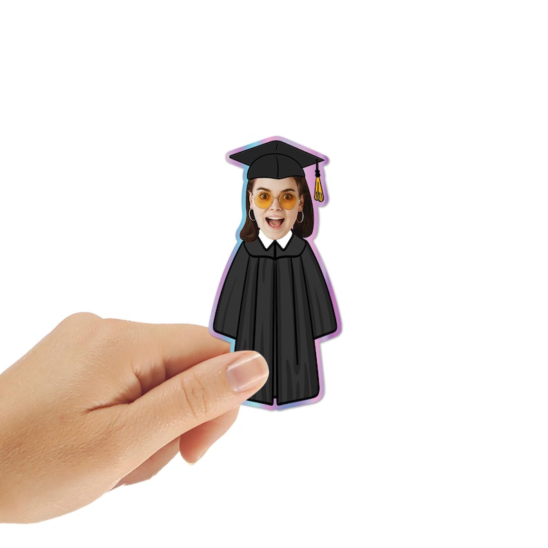 Custom Face Graduation Vinyl Sticker, High School Senior Grad Decal, College Graduate Stickers