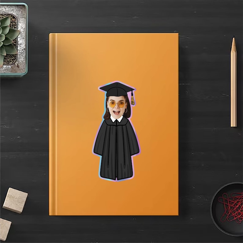 Custom Face Graduation Vinyl Sticker, High School Senior Grad Decal, College Graduate Stickers