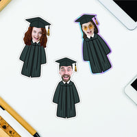 Custom Face Graduation Vinyl Sticker, High School Senior Grad Decal, College Graduate Stickers