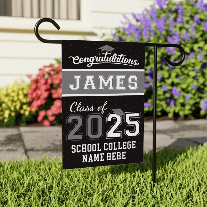 Personalized College Graduation Garden Flag, Double Sided Custom School, University Logo, Class of 2025 Yard Sign, Graduate Celebration Flag