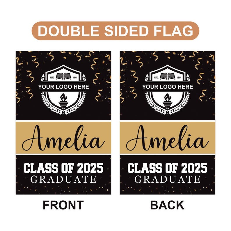 Personalized College Graduation Garden Flag, Double Sided Custom School, University Logo, Class of 2025 Yard Sign, Graduate Celebration Flag