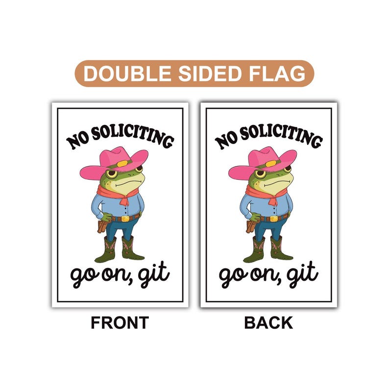 No Soliciting Garden Flag, 12x18 Inch Double Sided, Funny No Soliciting Flag, Go Away Flag, No Solicitors Flag, Frog No Soliciting Flag