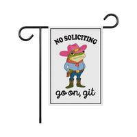 No Soliciting Garden Flag, 12x18 Inch Double Sided, Funny No Soliciting Flag, Go Away Flag, No Solicitors Flag, Frog No Soliciting Flag