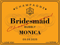 Custom Veuve Clicquot Champagne Label, Engagement Gift, Bachelorette Favor, Bridal Shower Wine Sticker, Bridesmaid Proposal, Wedding Decor