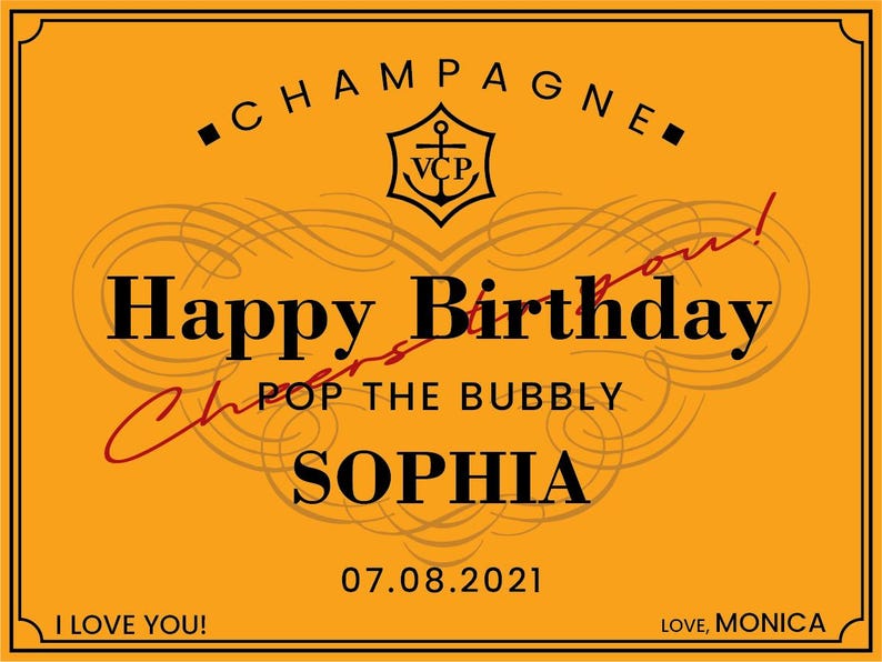 Custom Veuve Clicquot Champagne Label, Engagement Gift, Bachelorette Favor, Bridal Shower Wine Sticker, Bridesmaid Proposal, Wedding Decor