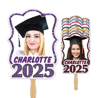 Custom Face Fans With Wooden Handle, Graduation Head, Grad Face Fans, Class of 2025 Head Fans, Graduation Faces on a Stick
