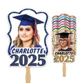 Custom Face Fans With Wooden Handle, Graduation Head, Grad Face Fans, Class of 2025 Head Fans, Graduation Faces on a Stick