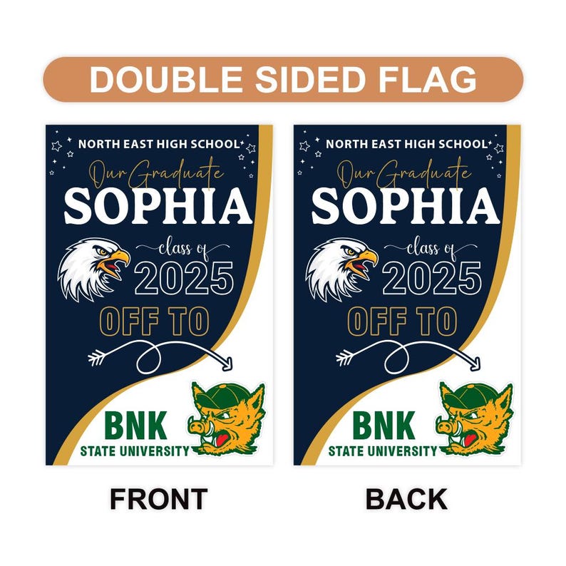 Personalized College Bound Garden Flag, Double Sided Future Graduate Custom Decor, University Bound Yard Sign, Class of 2025 Graduation Flag