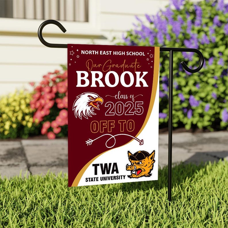 Personalized College Bound Garden Flag, Double Sided Future Graduate Custom Decor, University Bound Yard Sign, Class of 2025 Graduation Flag