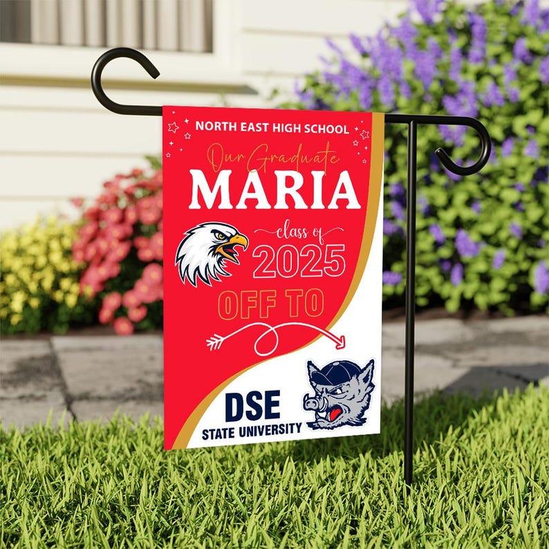 Personalized College Bound Garden Flag, Double Sided Future Graduate Custom Decor, University Bound Yard Sign, Class of 2025 Graduation Flag