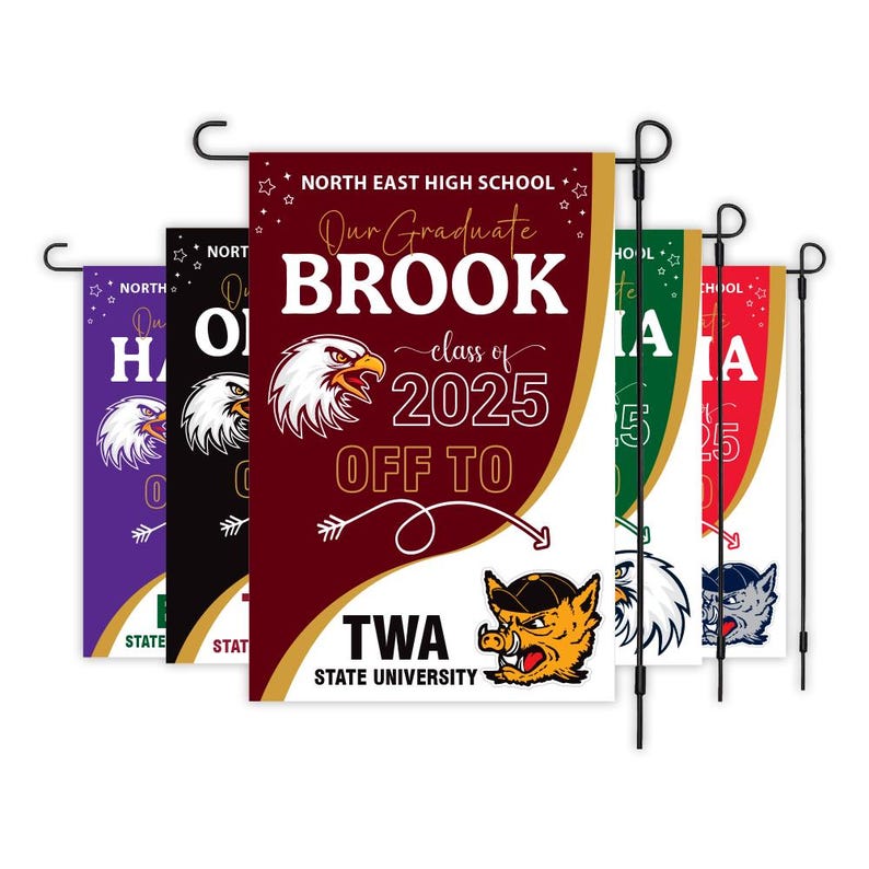 Personalized College Bound Garden Flag, Double Sided Future Graduate Custom Decor, University Bound Yard Sign, Class of 2025 Graduation Flag
