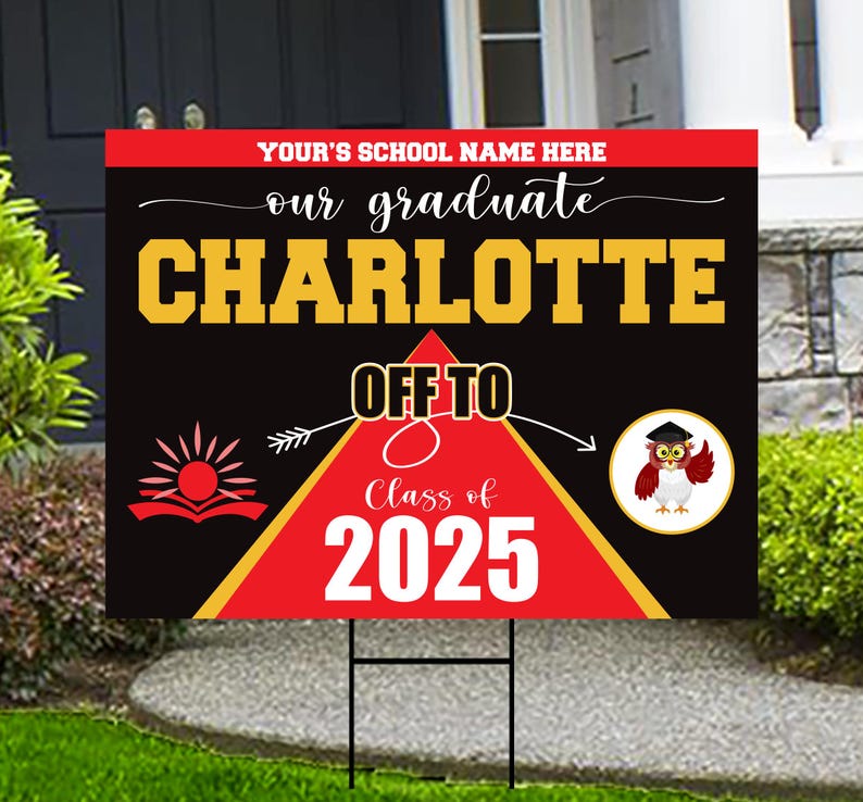 Personalized College Bound Yard Sign, College Logo Sign, Class of 2025 Custom Graduate College University Bound Yard Sign with Metal H-Stake