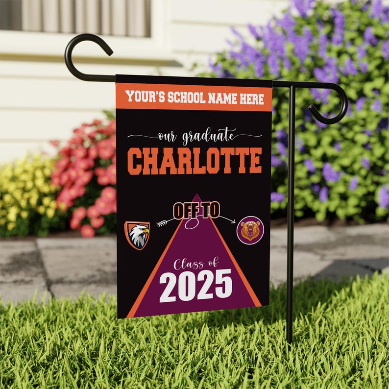 Personalized College Bound Garden Flag, Double Sided Future Graduate Custom Decor, University Bound Yard Sign, Class of 2025 Graduation Flag