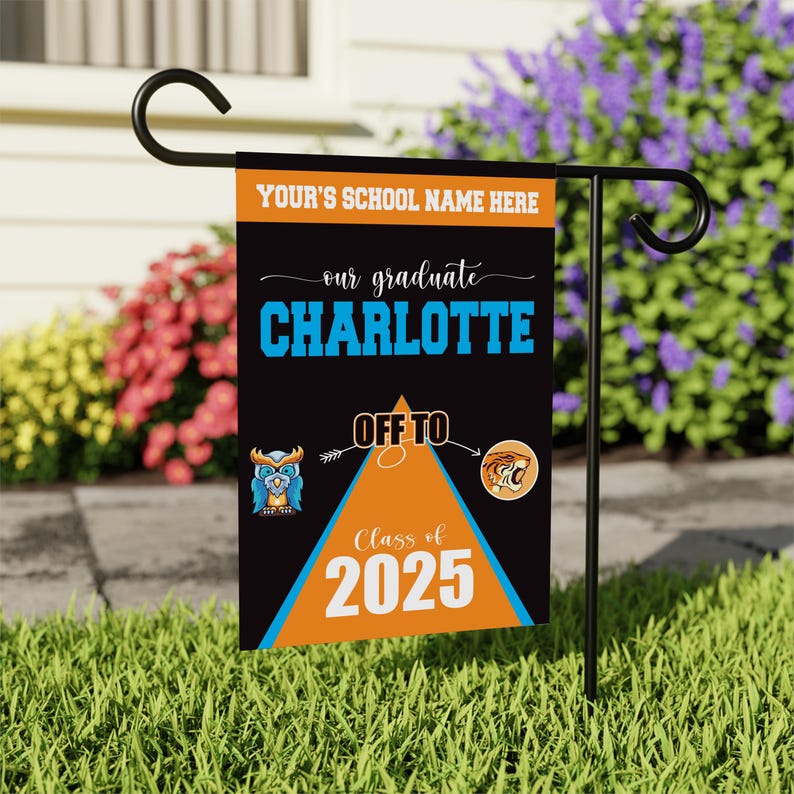 Personalized College Bound Garden Flag, Double Sided Future Graduate Custom Decor, University Bound Yard Sign, Class of 2025 Graduation Flag