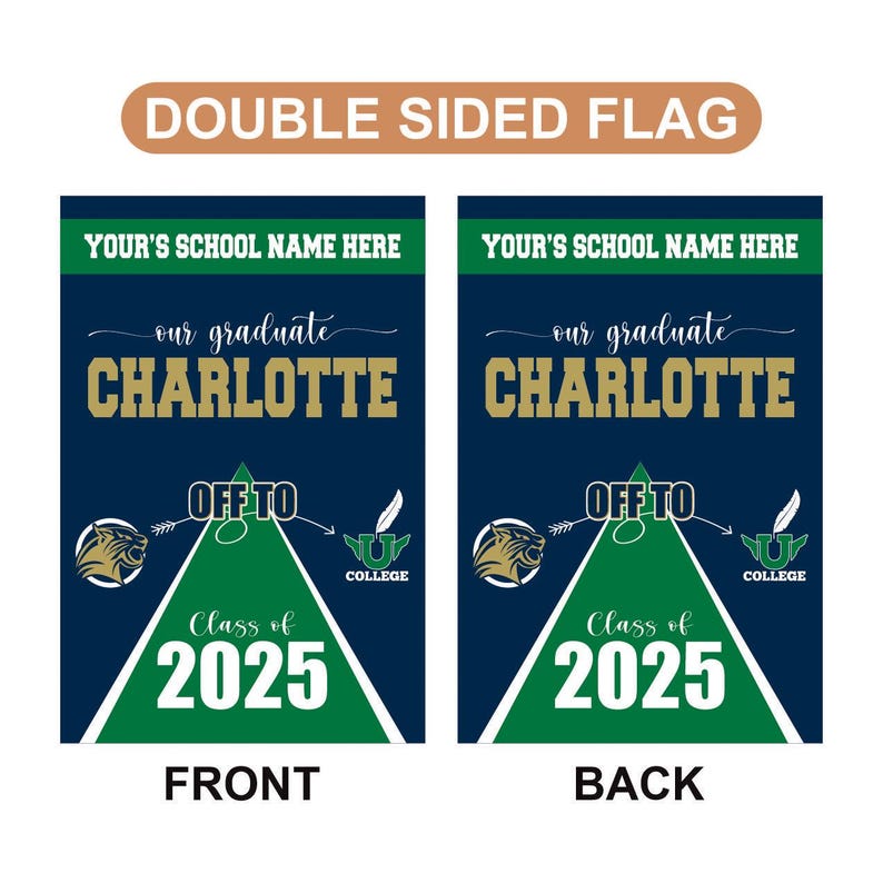 Personalized College Bound Garden Flag, Double Sided Future Graduate Custom Decor, University Bound Yard Sign, Class of 2025 Graduation Flag