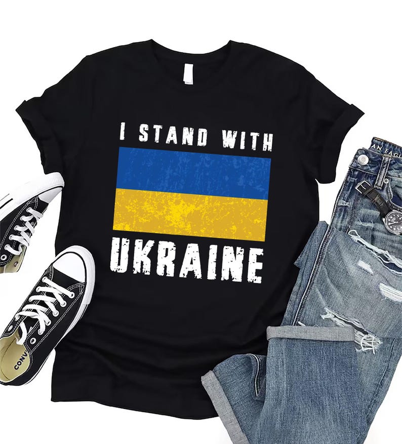 Stand With Ukraine Short Sleeve T-Shirt, Ukraine Support Outfit