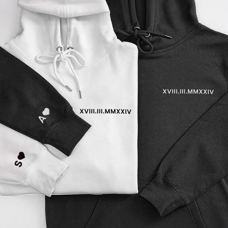 Embroidered Custom Roman Numeral Hoodie