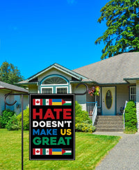 Hate Won't Make US Great Garden Flag, Double Sided, Resist Hate, Anti-Trump, Pro Women's Rights, Resist Racism, Resist Fascism Flag