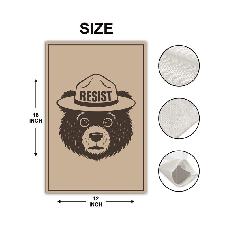 Resist Bear Garden Flag, 12x18 Inch Double Sided, Resist Hate, Anti-Trump, Protect Our National Parks, Resist Racism, Resist Fascism Flag
