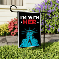 I'm With Her Statue of Liberty Garden Flag, 12x18 Inch Double Sided, Anti-Trump Flag, Human Rights Flag, Anti Racism Flag, Lady Liberty Flag