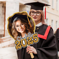 Custom Face Fans With Wooden Handle, Graduation Head, Grad Face Fans, Class of 2025 Head Fans, Graduation Faces on a Stick