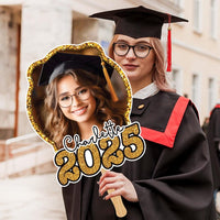 Custom Face Fans With Wooden Handle, Graduation Head, Grad Face Fans, Class of 2025 Head Fans, Graduation Faces on a Stick
