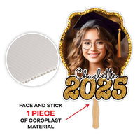 Custom Face Fans With Wooden Handle, Graduation Head, Grad Face Fans, Class of 2025 Head Fans, Graduation Faces on a Stick