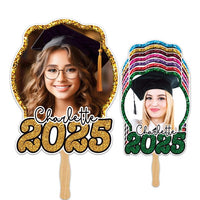Custom Face Fans With Wooden Handle, Graduation Head, Grad Face Fans, Class of 2025 Head Fans, Graduation Faces on a Stick