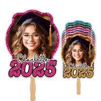 Custom Face Fans With Wooden Handle, Graduation Head, Grad Face Fans, Class of 2025 Head Fans, Graduation Faces on a Stick
