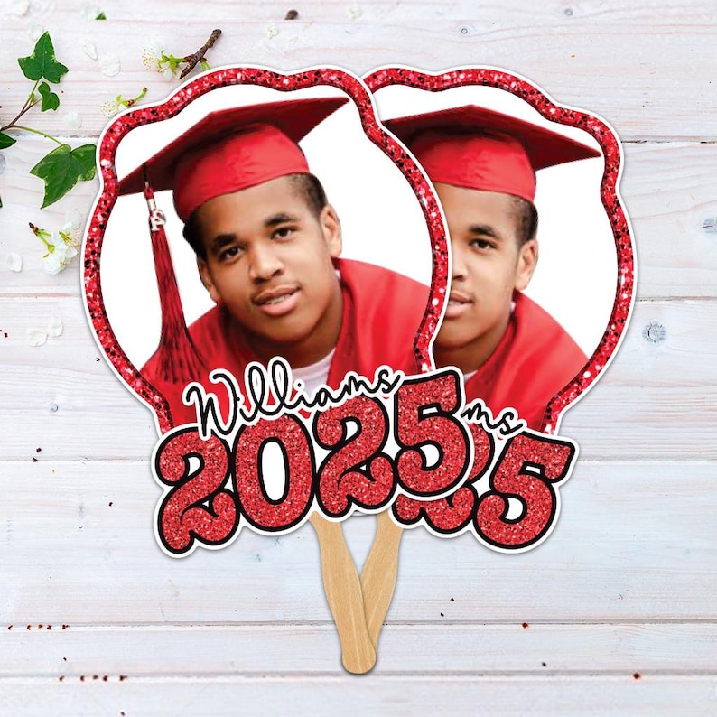 Custom Face Fans With Wooden Handle, Graduation Head, Grad Face Fans, Class of 2025 Head Fans, Graduation Faces on a Stick