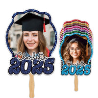 Custom Face Fans With Wooden Handle, Graduation Head, Grad Face Fans, Class of 2025 Head Fans, Graduation Faces on a Stick