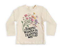Strong Woman in Training Baby Bodysuit, Baby Shirt, Toddler Sweatshirt - Wildflower Floral Outfit, Women Empowerment Feminist Baby Gift