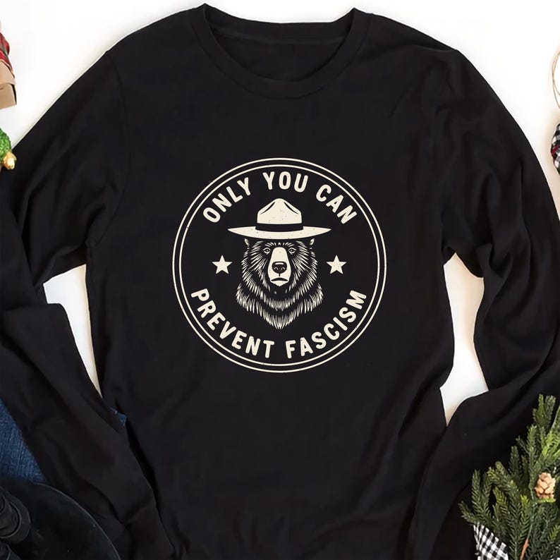 Bear Resist Fascism Long Sleeve Shirt, Parks Over Profit