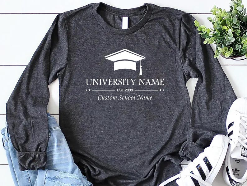 Custom College Long Sleeve Shirt, Personalized University and College Program Shirt, Matching College Long Sleeve Tee, Custom Shirt, Graduate Gift