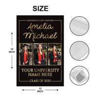 Personalized College Graduation Garden Flag, Double Sided Custom School, University Logo, Class of 2025 Yard Sign, Graduate Celebration Flag