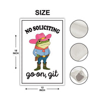No Soliciting Garden Flag, 12x18 Inch Double Sided, Funny No Soliciting Flag, Go Away Flag, No Solicitors Flag, Frog No Soliciting Flag