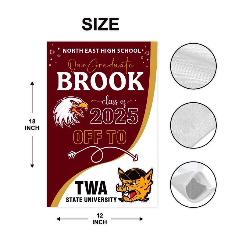 Personalized College Bound Garden Flag, Double Sided Future Graduate Custom Decor, University Bound Yard Sign, Class of 2025 Graduation Flag