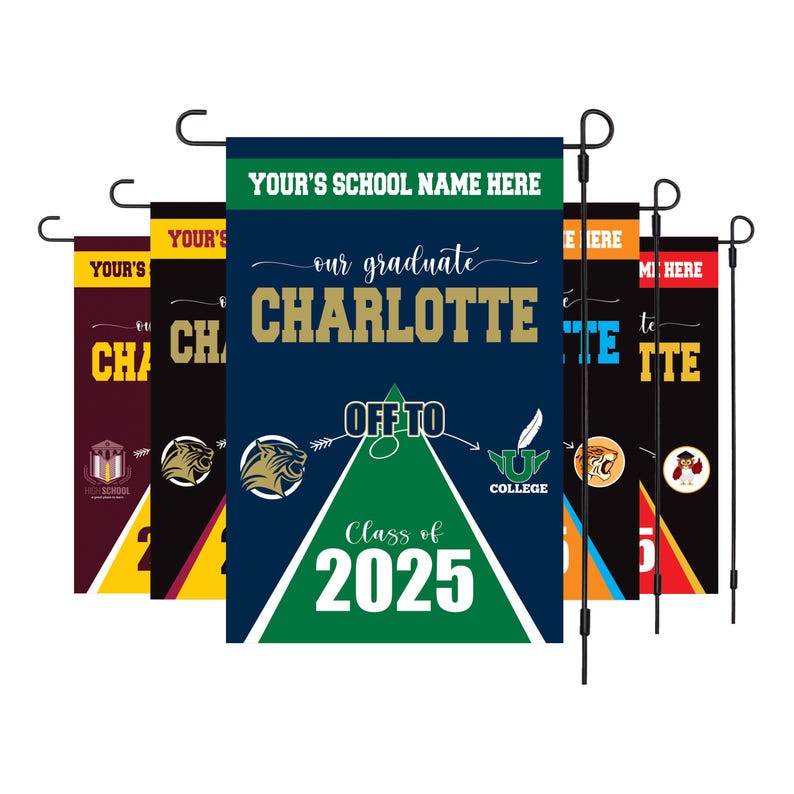 Personalized College Bound Garden Flag, Double Sided Future Graduate Custom Decor, University Bound Yard Sign, Class of 2025 Graduation Flag
