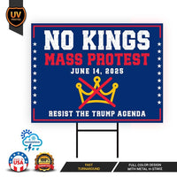 No Kings Mass Protest Yard Sign - Resist Hate Lawn Sign, Anti-Trump Sign, Resist Racism, Resist Fascism Yard Sign with Metal H-Stake