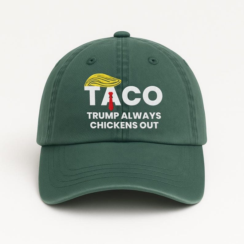Taco Trump Always Chickens Out Embroidered Hat, Gift For Anti MAGA, Anti-Trump Hat