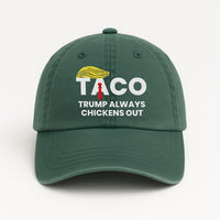 Taco Trump Always Chickens Out Embroidered Hat, Gift For Anti MAGA, Anti-Trump Hat