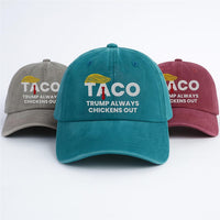 Taco Trump Always Chickens Out Embroidered Hat, Gift For Anti MAGA, Anti-Trump Hat