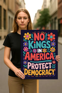 No Kings, No Dictators Protest Sign, Anti-Trump Resistance, Political Activist Poster