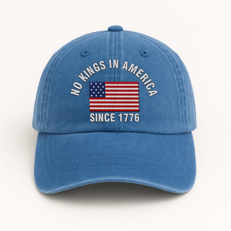No Kings In America Embroidered Hat, Hat Gift For Anti MAGA, Anti-Trump Hat