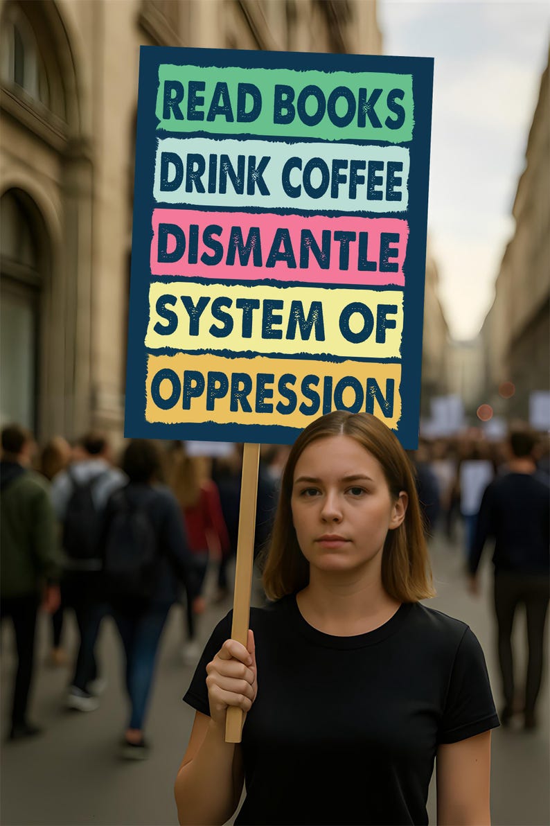 Read Books, Drink Coffee, Dismantle Protest Sign, Anti-Trump Resistance
