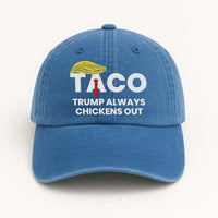 Taco Trump Always Chickens Out Embroidered Hat, Gift For Anti MAGA, Anti-Trump Hat