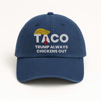Taco Trump Always Chickens Out Embroidered Hat, Gift For Anti MAGA, Anti-Trump Hat