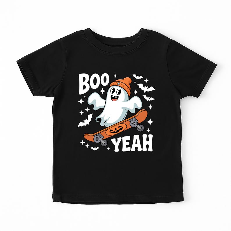 Boo Yeah Baby Bodysuit, Retro Ghost Baby Shirt, Halloween Toddler Sweatshirt - Skater Themed Outfit, Cute Spooky Fall Baby Clothes
