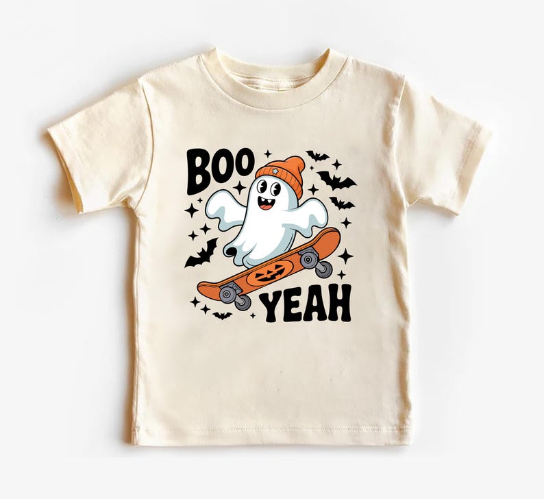Boo Yeah Baby Bodysuit, Retro Ghost Baby Shirt, Halloween Toddler Sweatshirt - Skater Themed Outfit, Cute Spooky Fall Baby Clothes