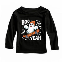 Boo Yeah Baby Bodysuit, Retro Ghost Baby Shirt, Halloween Toddler Sweatshirt - Skater Themed Outfit, Cute Spooky Fall Baby Clothes
